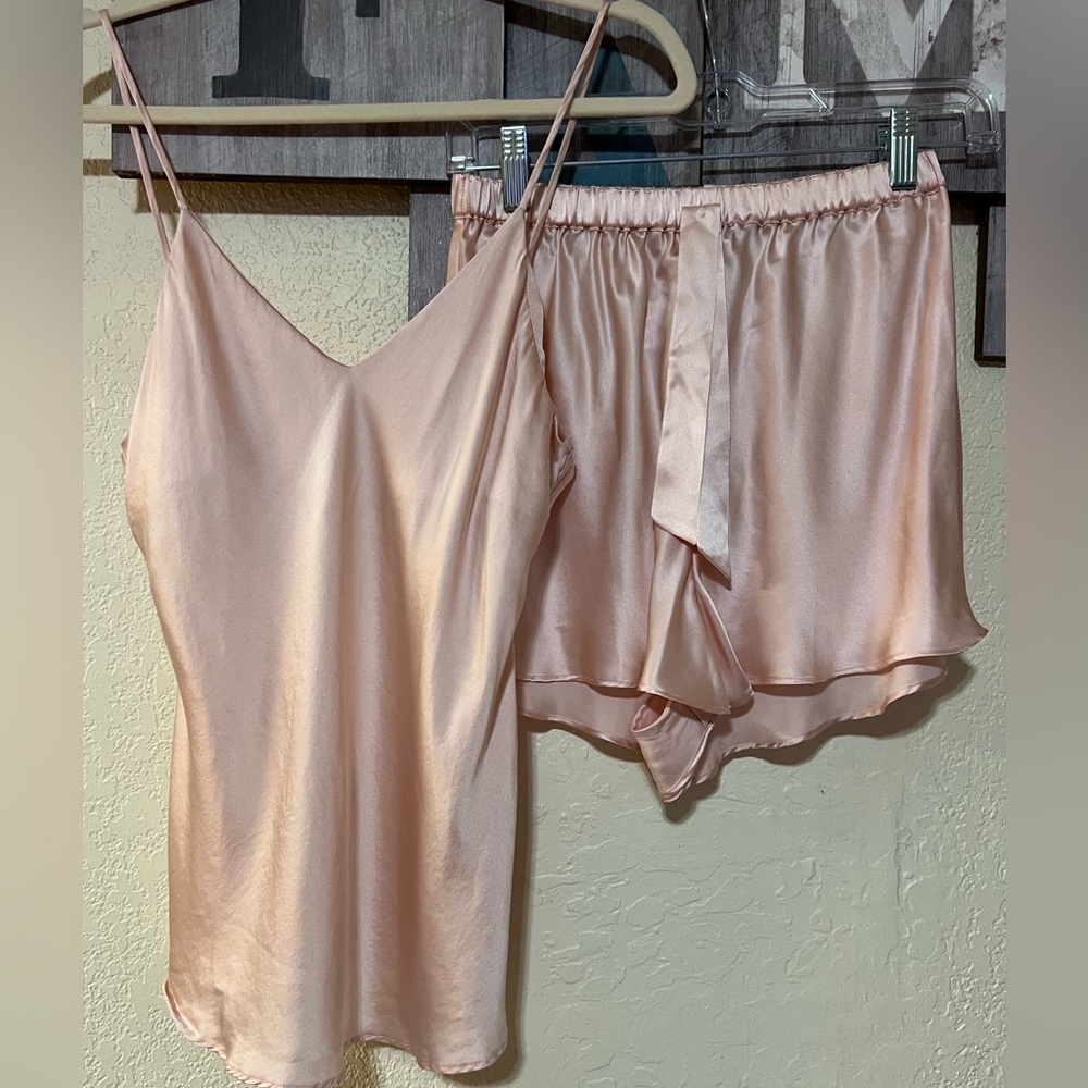 Silksilky Women's 100% Silk Camisole and Short Pajama Set